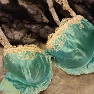 Teal Lace Satin Bra
